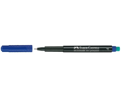Faber-Castell CD-/Permanentmarker MULTIMARK F, wasserfest, 0,6 mm, mit Radierer, blau