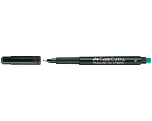 Faber-Castell CD-/Permanentmarker MULTIMARK F, wasserfest, 0,6 mm, mit Radierer, Schwarz