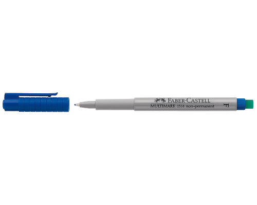 Faber-Castell non-permanent MULTIMARK F, wasserlöslich, 0,6 mm, mit Radierer, blau