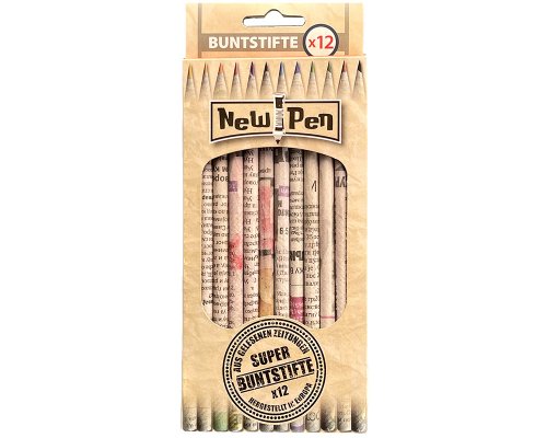 12 hochwertige, umweltfreundliche Buntstifte von NewPen hergestellt aus Recyclingpapier