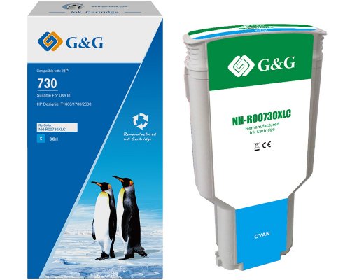 Kompatibel mit HP 730 Tintenpatrone P2V68A Inhalt: 300 ml jetzt kaufen cyan - Marke: G&G