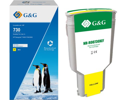 Kompatibel mit HP 730 Tintenpatrone P2V70A Inhalt: 300 ml jetzt kaufen gelb - Marke: G&G
