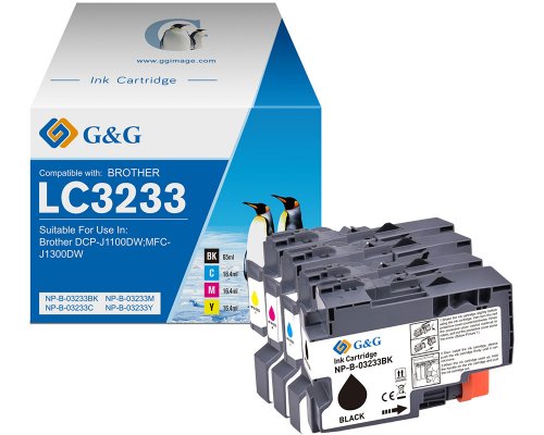 Kompatibel mit Brother LC-3233 Druckerpatronen 1x Schwarz, 1x Cyan, 1x Magenta, 1x Gelb jetzt kaufen - Marke: G&G