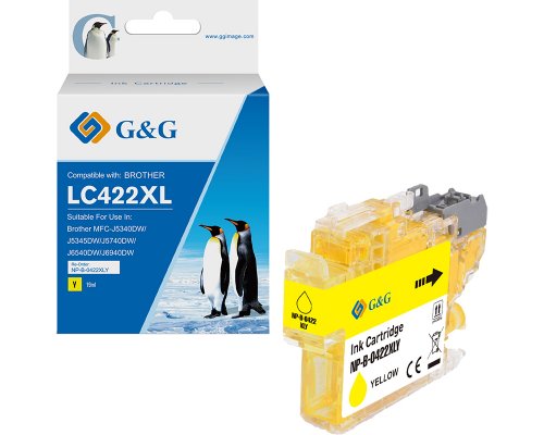 Kompatibel mit Brother 422XL Druckerpatrone LC422XLY jetzt kaufen gelb (1500 Seiten) - Marke: G&G