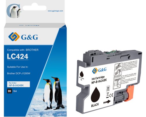 Kompatibel mit Brother 424 Druckerpatrone LC-424BK jetzt kaufen schwarz - Marke: G&G
