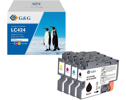 Kompatibel mit Brother 424 Druckerpatronen Multipack LC-424VAL jetzt kaufen schwarz, cyan, magenta, gelb - Marke: G&G