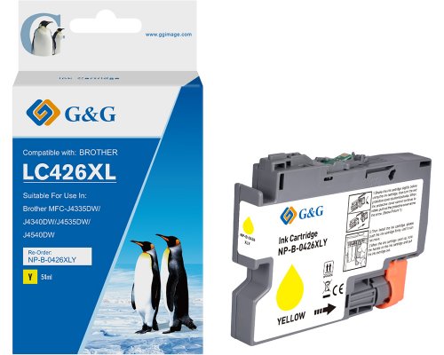 Kompatibel mit Brother 426XL Druckerpatrone LC-426XLY jetzt kaufen gelb (5.000 Seiten) - Marke: G&G