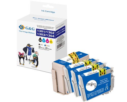Kompatibel mit Epson T1306 + T1301 Druckerpatronen Multipack: 1x Schwarz, 1x Cyan, 1x Magenta, 1x Gelb jetzt kaufen - Marke: G&G
