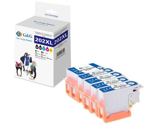 Kompatibel mit Epson 202XL Druckerpatronen je 1x Schwarz, Fotoschwarz, Cyan, Magenta, Gelb jetzt kaufen - Marke: G&G