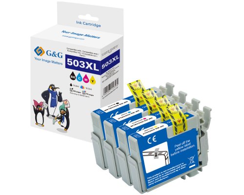 Kompatibel mit EPSON 503XL Druckerpatronen Multipack jetzt kaufen 13,2 ml + 3 x 10,2 ml (schwarz, cyan, magenta, gelb) - Marke: G&G