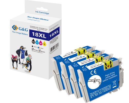 Kompatibel mit Epson 18XL/ T1816/ C13T18164510 XL-Druckerpatronen 4er-Set: Je 1x Schwarz, Cyan, Magenta, Gelb jetzt kaufen - Marke: G&G