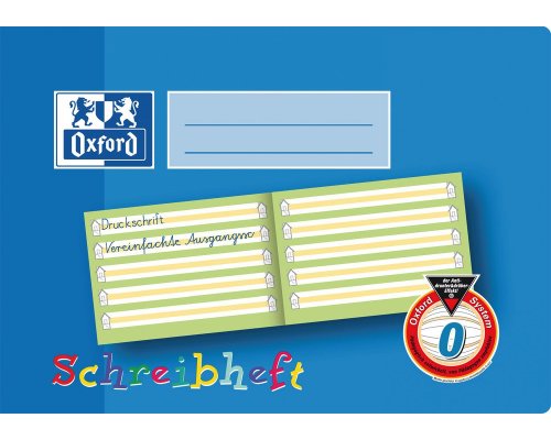 Oxford Schreibheft A5 quer, 16 Bl. Lineatur 0 mit farbigem Mittelband, 90 g/m²