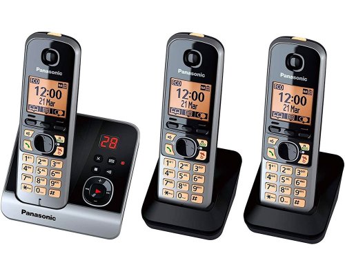 Panasonic KX-TG6723GB Trio Schnurlostelefon mit 2 zusätzlichen Mobilteilen inkl. Anrufbeantworter