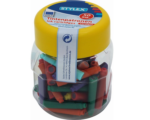 50 Stylex Füller-Tintenpatronen bunt im Glas