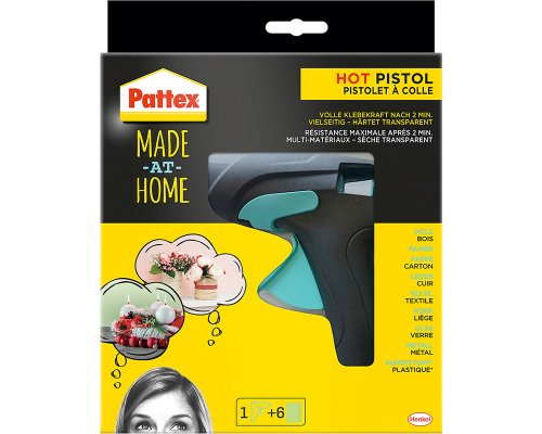 Pattex HOT PISTOL, Heißklebepistole, Made at Home inklusive 6 Klebesticks