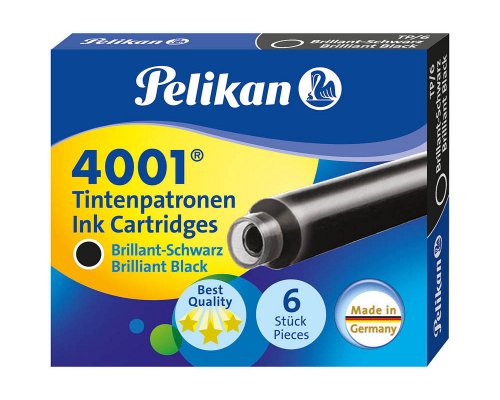 6 Pelikan Tintenpatronen 4001 TP/6, brillantschwarz