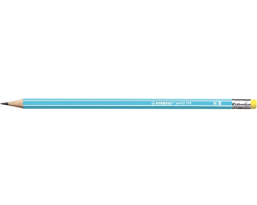STABILO pencil 160 Schulbleistift mit Radierer, Schaftfarbe: blau, HB