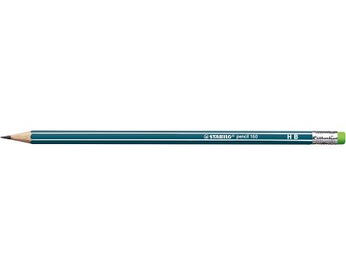 STABILO pencil 160 Schulbleistift mit Radierer, Schaftfarbe: petrol, HB