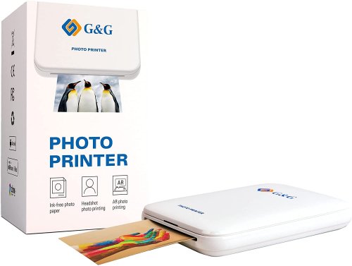 G&G Photo Printer GG-PP023 mit 5 x selbstklebendes ZINK-Fotopapier 50x76 mm