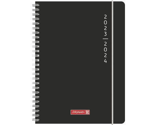 BRUNNEN Schülerkalender - 18-Monats-Kalender 2023/2024 (Juli 23 - Dez 24) - A5 - PlainBlack