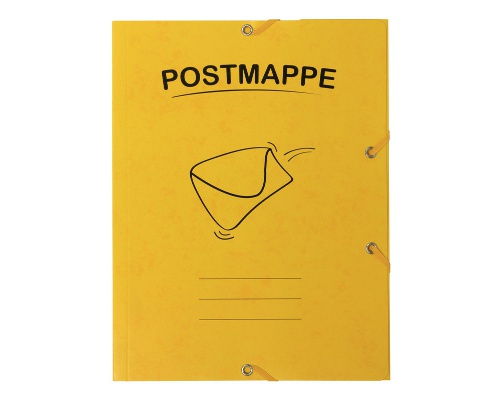 Postmappe, Gelb, mit 3 Klappen und Gummizug