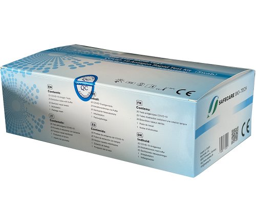 SAFECARE BIO-TECH 2019-nCoV Antigen Tests COV Ag-6012 (Packung: 25 Tests) BfArM gelistet. Nur für den professionellen Einsatz (zB Apotheken, Testzentren, Firmen)