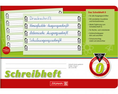 Schreibheft A5 quer, 16 Blatt, Lineatur 0, Klasse 1