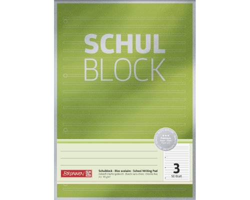 BRUNNEN Schulblock Lineatur 3, DIN A4, 90g, 50 Blatt