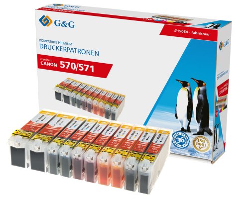 Kompatibel mit Canon PGI-570XL / CLI-571XL XL-Druckerpatronen 10er-Set 2x Schwarz, 2x Fotoschwarz, 2x Cyan, 2x Magenta, 2x Gelb jetzt kaufen - Marke: G&G