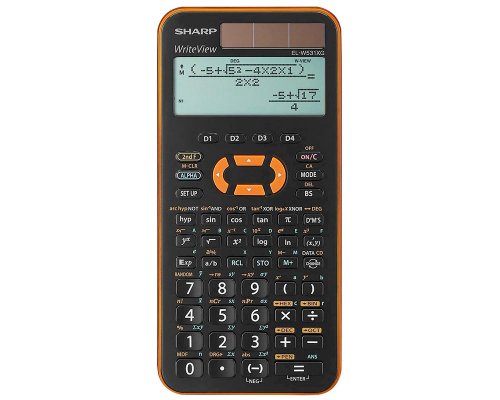Sharp Schulrechner EL-W531 XG YR, 10+2 stelliges natürliches Display, orange mit 335 Funktionen