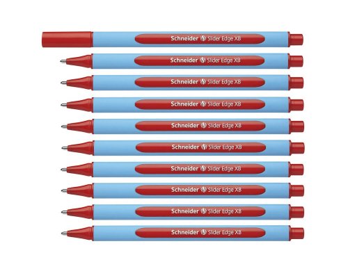 10er-Pack Schneider Kugelschreiber Slider Edge XB - Dreikant-Stift - dokumentenecht - Schreibfarbe: rot