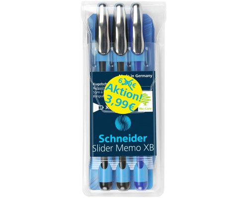 Schneider Kugelschreiber Slider Memo XB 3er Set (2 x schwarz, 1 x blau)