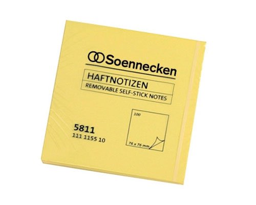 100 Soennecken Haftnotizen 5811 (Office-Notes, Haftnotizblock) 76x76 mm (Bestelleinheit: 12 Stück)