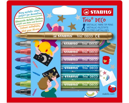 Metallic-Filzstift STABILO Trio DECO, 8er Kartonetui