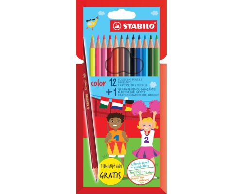 Buntstift STABILO Color, 2,5 mm, Kartonetui mit 12 Stiften + 1 Bleistift gratis