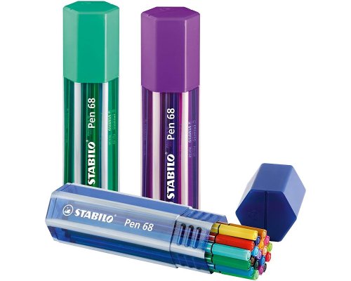 STABILO Pen 68 Filzstift Big Pen Box, 20 Farben in stabiler Kunststoff-Box