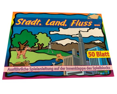 Spielblock für Stadt-Land-Fluss inkl. Spielanleitung (50 Blatt)