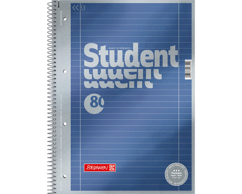 BRUNNEN Premium Collegeblock Student A4 Lineatur 27 liniert mit Rand 80 Blätter 90g/m²
