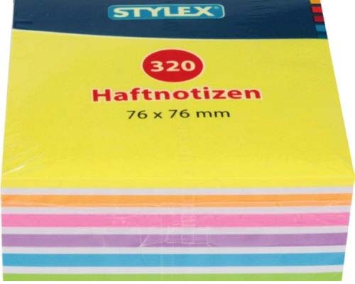 Haftnotizen, 76 x 76, 320 Blatt, neon von Stylex