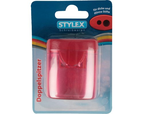 Stylex Doppelspitzer Tonne / Anspitzer Kunststoff (in lila, rot oder grün)