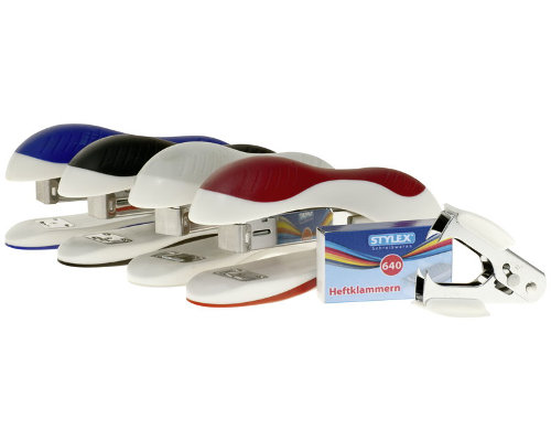 Stylex Heftmaschinen-Set (Heftgerät, Enthefter, 640 Heftklammern 24/6)