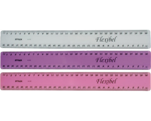 Lineal 30 cm, transparent, von Stylex. Flexibel/ biegsam, verschiedene Farben