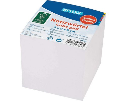 Zettelklotz Noitzwürfel 9 x 9 x 9 cm geleimt weiß