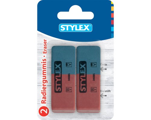 Stylex Radiergummi rot/blau 2er-Pack 34085