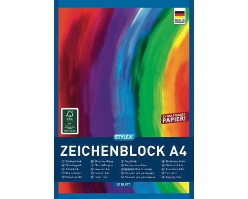 Stylex Zeichenblock A4, 20 Blatt, weiß, 120g/qm