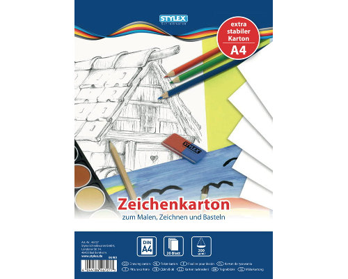Stylex Zeichenkarton A4, 180g/qm, 20 Blatt