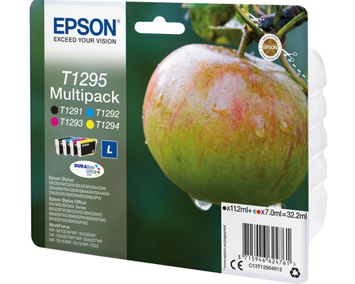 Epson Original Apfel Tinte Multipack T1295 jetzt kaufen (Schwarz, Cyan, Magenta und Gelb)
