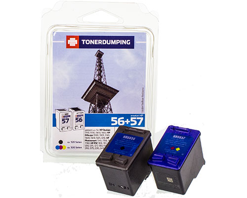 Kompatibel mit HP 56+57/ SA342AE Druckerpatronen Multipack 1x Schwarz + 1x Farbe [modell] von TONERDUMPING