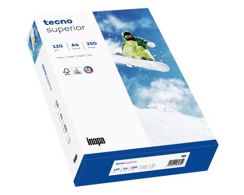 250 Blatt tecno®superior A4 Druckerpapier hochweiß, 120 g/m2 - mit ColorLok®-Technologie