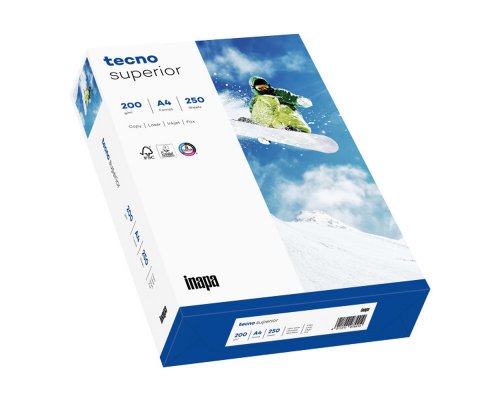 250 Blatt tecno superior A4 Druckerpapier hochweiß, 200 g/m2 - mit ColorLok-Technologie